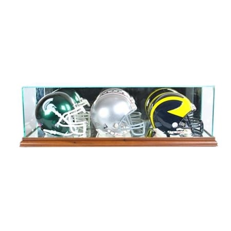 Perfect Cases Perfect Cases TRPMH-W Triple Mini Football Helmet Display Case; Walnut TRPMH-W